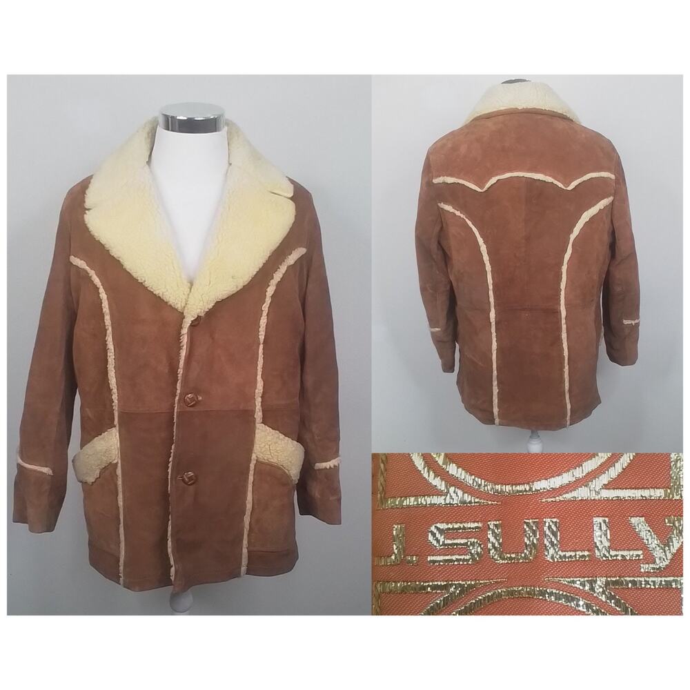 Vintage J. Sully Sherpa Lined Suede Leather Jacket Men's 42 (L) #J2504